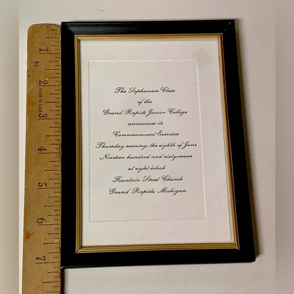 1967 Vtg Framed Commencement Grand Rapids Community College Sophomore Class